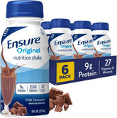 Ensure Original Milk Chocolate Nutrition Shake | Small Meal Replacement Shake | Ready To Drink | 9g Protein, 27 Vitamins and Minerals | 8 fl oz - 6 Pack