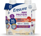 Ensure Max Protein Shake | Cherry Cheesecake | Ready to Drink | 30g Protein for Muscle Health | 1g Sugar, 4g Fiber | 11 fl oz, 4 Pack