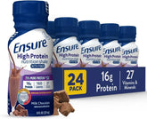 Ensure High Protein Bottled Milk Chocolate Nutrition Shake with Fiber, Ready to Drink, 16g Protein and 27 Vitamins and Minerals, 8 fl oz, 24 Pack