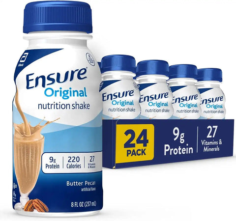 Ensure Original Butter Pecan Nutrition Shake | Small Meal Replacement Shake | Ready To Drink | 9g Protein, 27 Vitamins and Minerals | 8 fl oz - 24 Pack